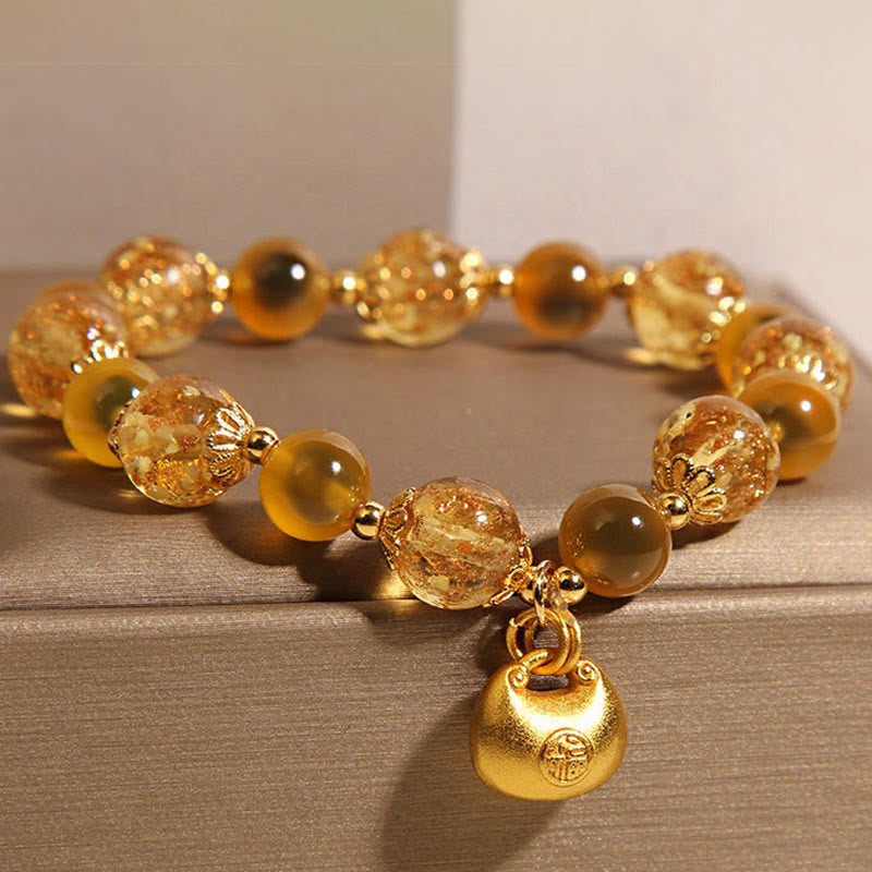 Foviel Gelb Candy Achat Fu Charakter Segen Tasche spirituell Armband