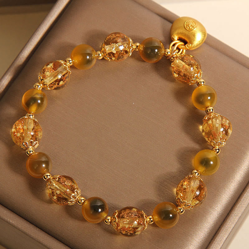 Foviel Gelb Candy Achat Fu Charakter Segen Tasche spirituell Armband