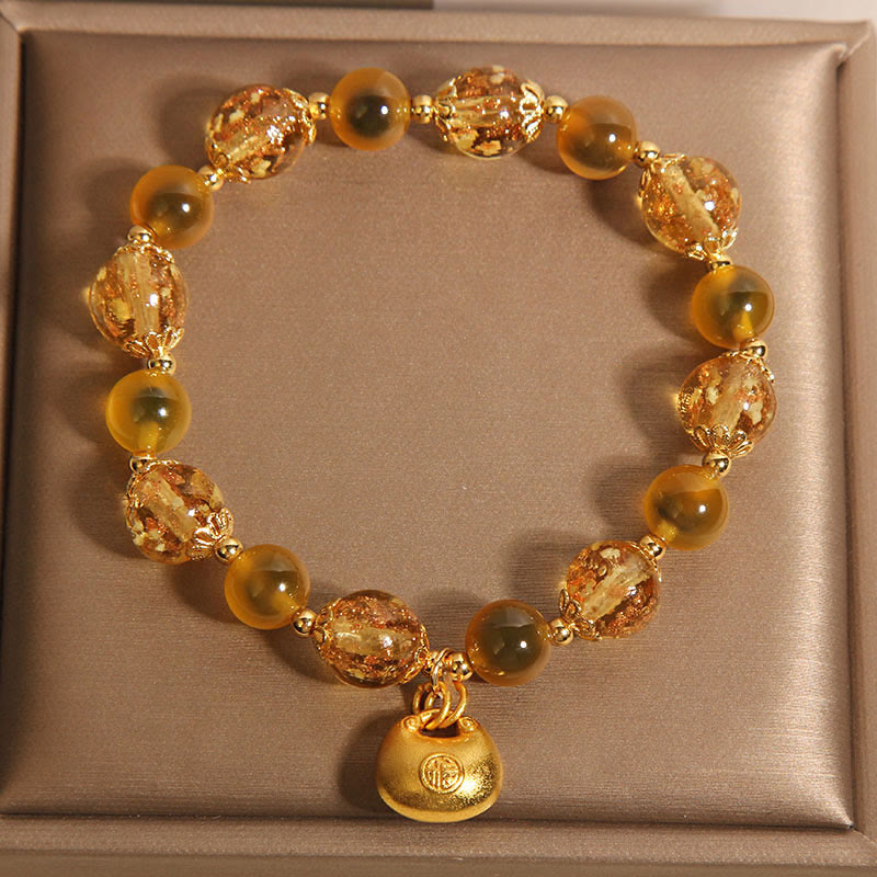 Foviel Gelb Candy Achat Fu Charakter Segen Tasche spirituell Armband