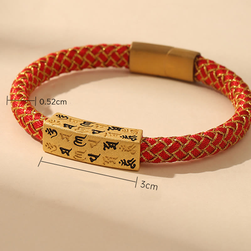 Foviel Tibetan Om Mani Padme Hum Various Colors Rope Gold Thread Diamond Knot Luck Buckle Bracelet