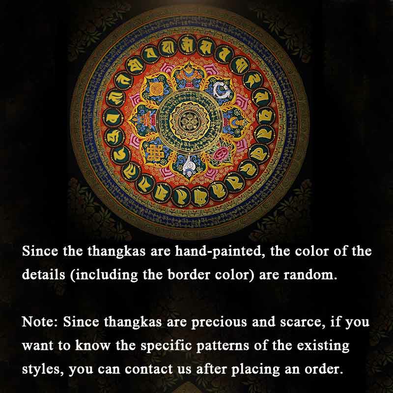 Foviel Tibetische Thangka Malerei Om Mani Padme Hum Schrift Handgemacht Dekoration (Random Stil)