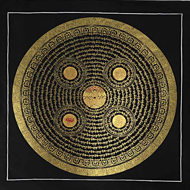 Foviel Tibetische Thangka Malerei Om Mani Padme Hum Schrift Handgemacht Dekoration (Random Stil)