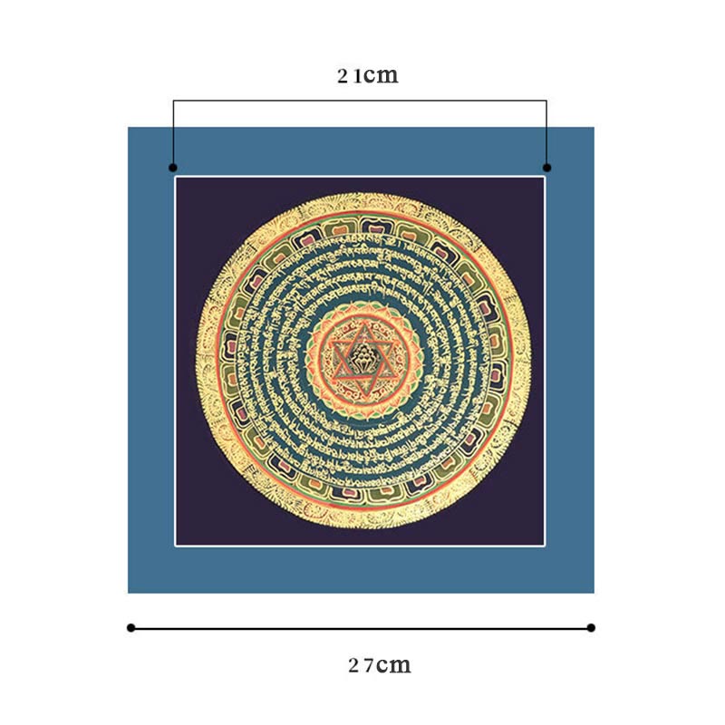 Peinture de Thangka tibétain Foviel, décoration faite à la main des six vrais mots (style aléatoire) en boîte surprise