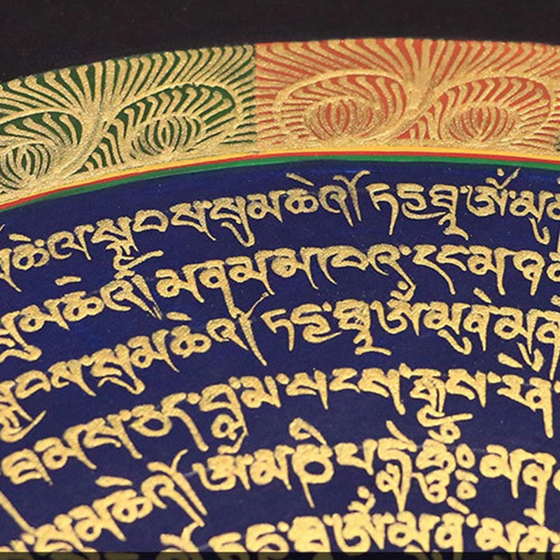 Peinture de Thangka tibétain Foviel, décoration faite à la main des six vrais mots (style aléatoire) en boîte surprise