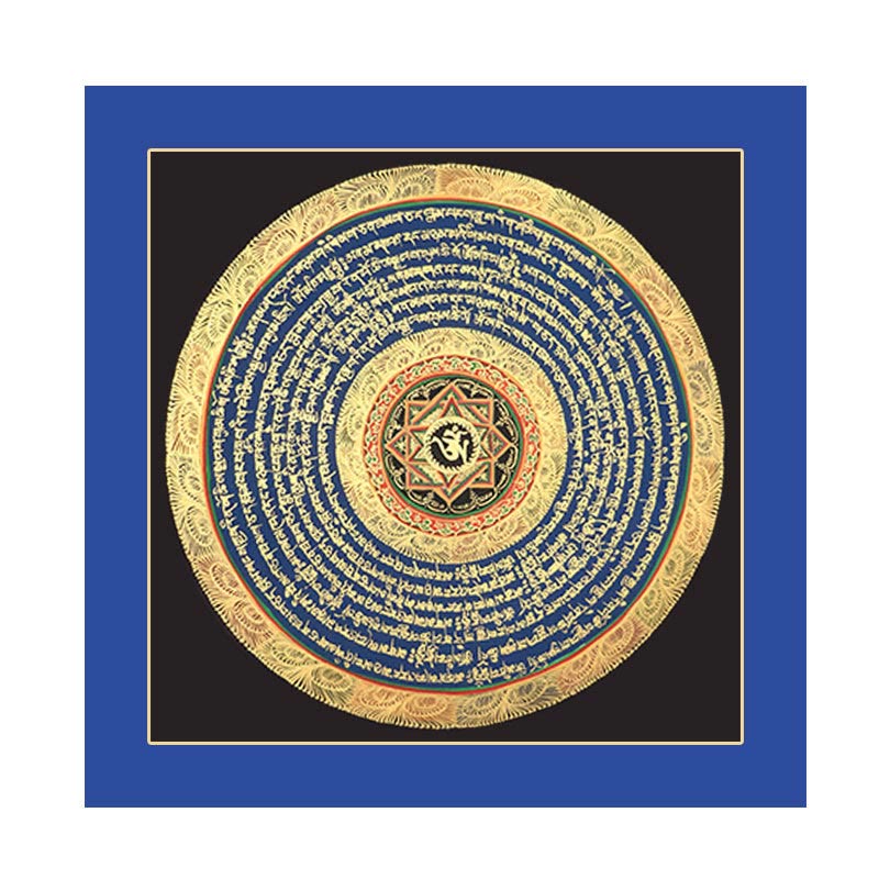 Peinture de Thangka tibétain Foviel, décoration faite à la main des six vrais mots (style aléatoire) en boîte surprise