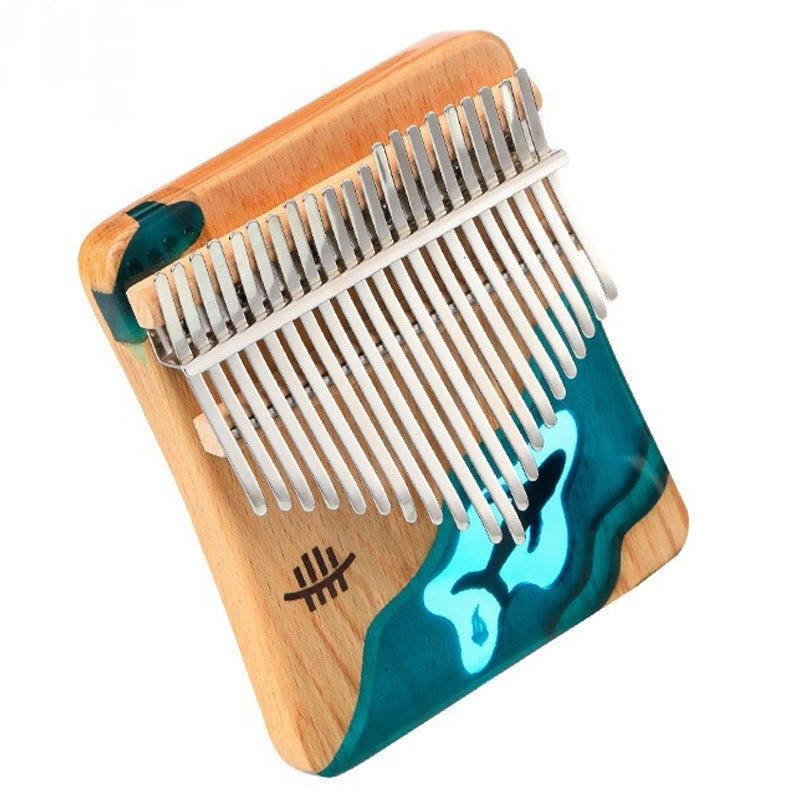 Foviel Kalimba 17/21 Tasten Daumen Klavier Buche Holz Tiefsee Blau Wal Portable Finger Klavier