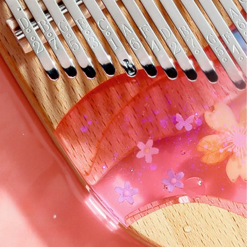 Foviel Kalimba 17/21 Keys Thumb Piano Beech Wood Pink Cherry Portable Finger Piano