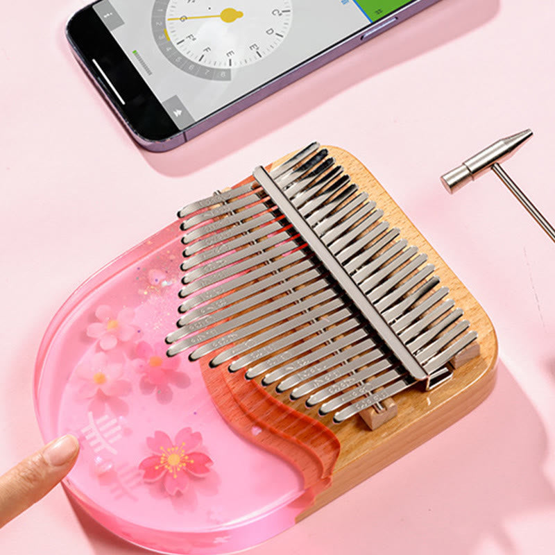 Foviel Kalimba 17/21 Keys Thumb Piano Beech Wood Pink Cherry Portable Finger Piano