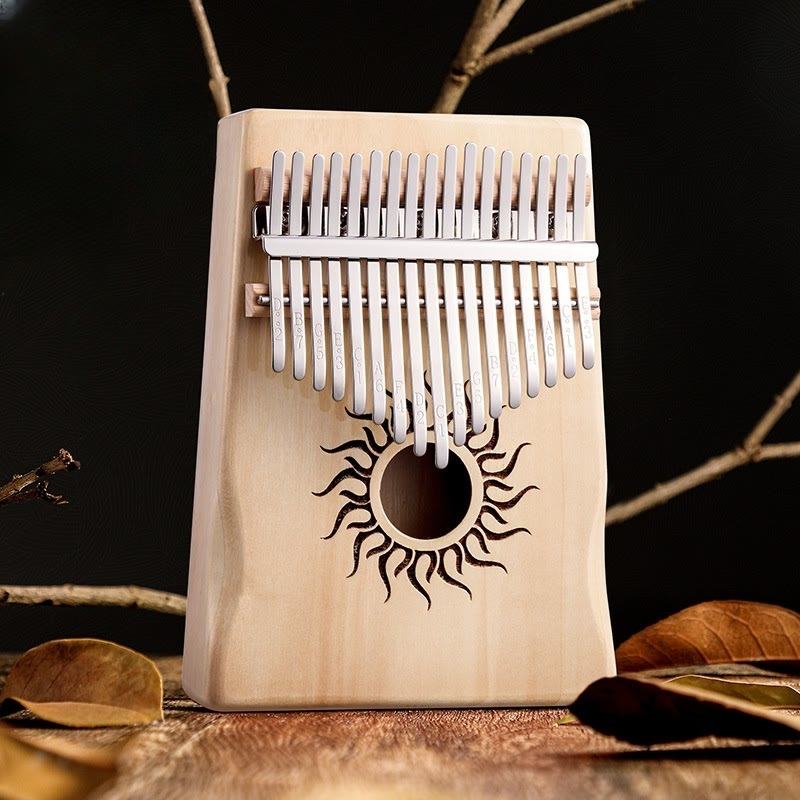 Foviel Kalimba 17/21 Tasten Daumen Klavier Sonnenmuster Maple Wood Anfänger Tragbares Finger Klavier