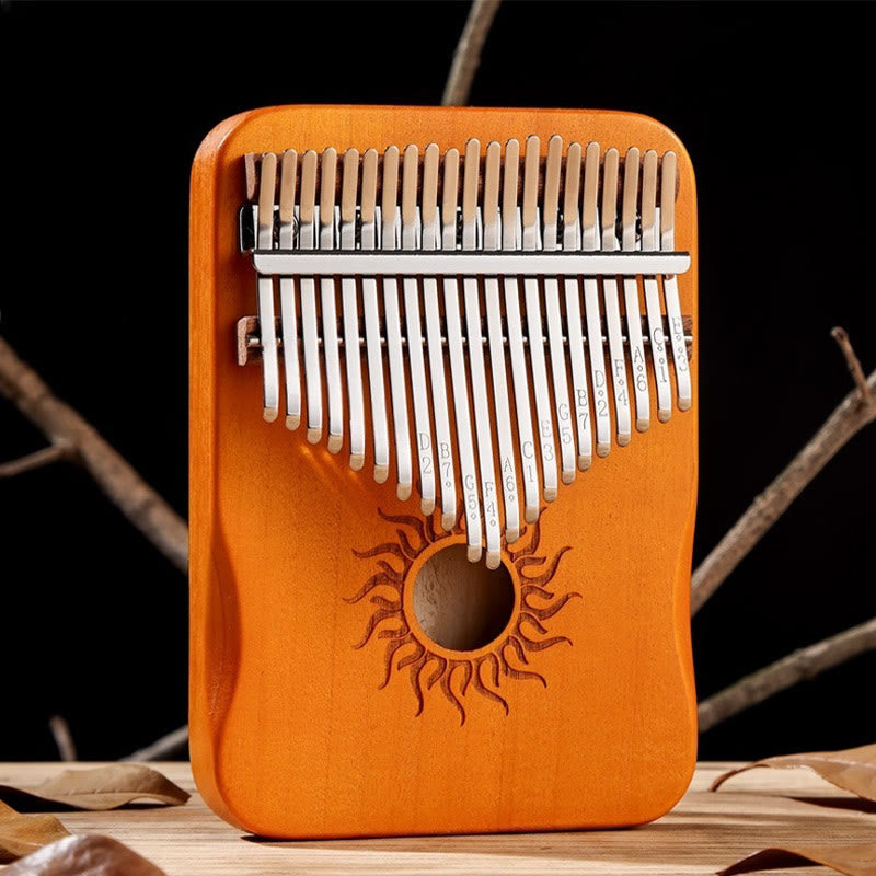 Foviel Kalimba 17/21 Tasten Daumen Klavier Sonnenmuster Maple Wood Anfänger Tragbares Finger Klavier