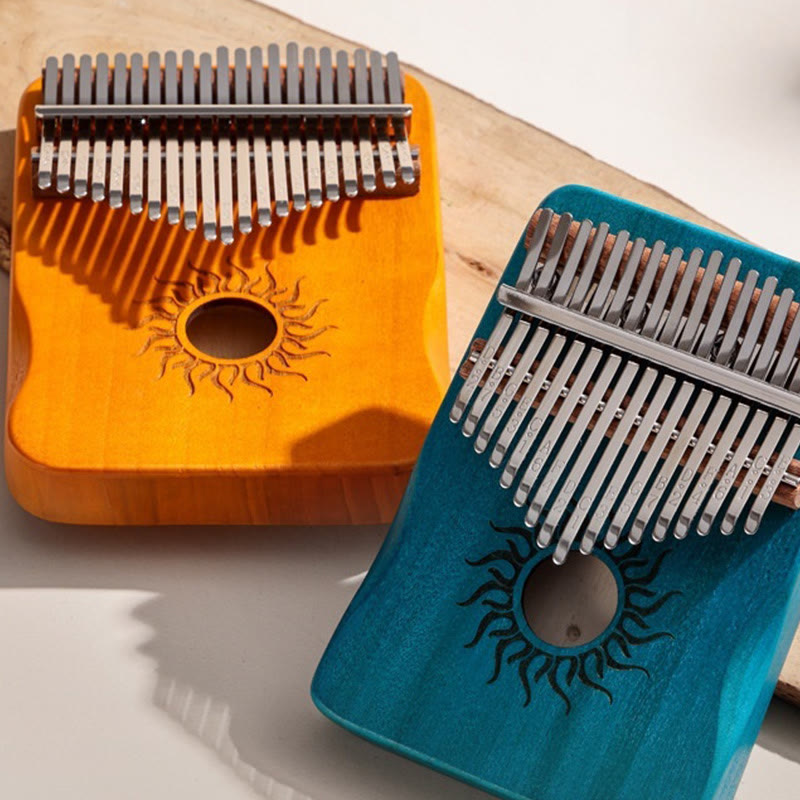 Foviel Kalimba 17/21 Tasten Daumen Klavier Sonnenmuster Maple Wood Anfänger Tragbares Finger Klavier