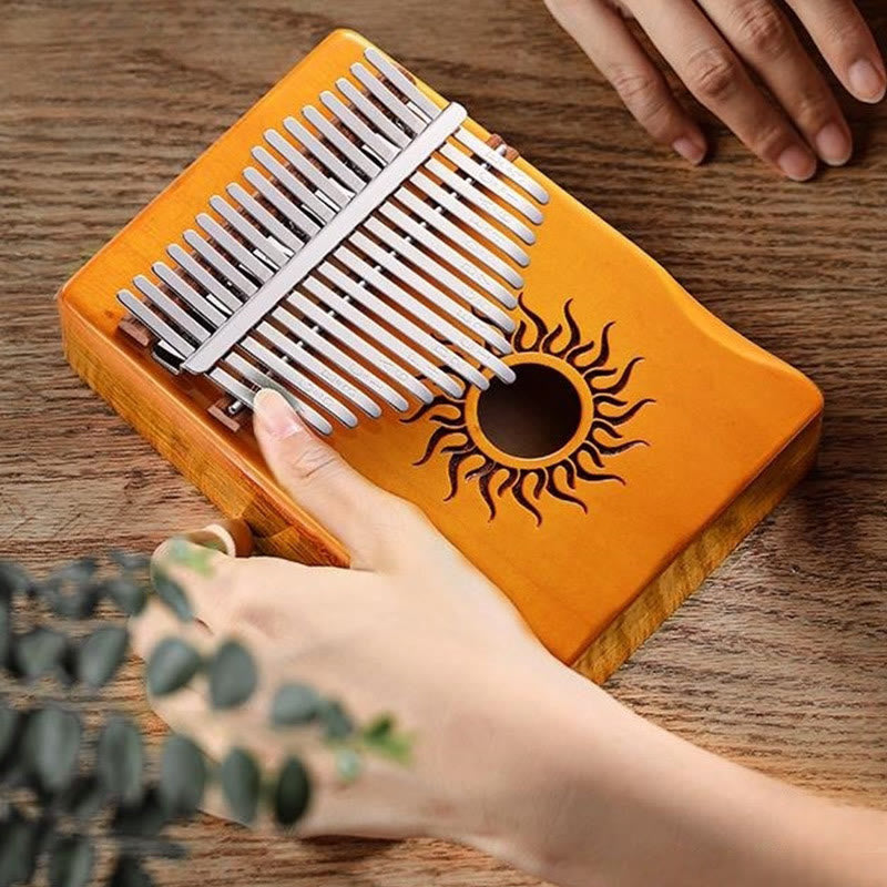 Foviel Kalimba 17/21 Tasten Daumen Klavier Sonnenmuster Maple Wood Anfänger Tragbares Finger Klavier