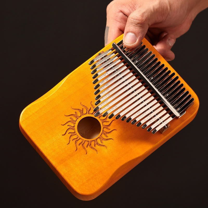 Foviel Kalimba 17/21 Tasten Daumen Klavier Sonnenmuster Maple Wood Anfänger Tragbares Finger Klavier