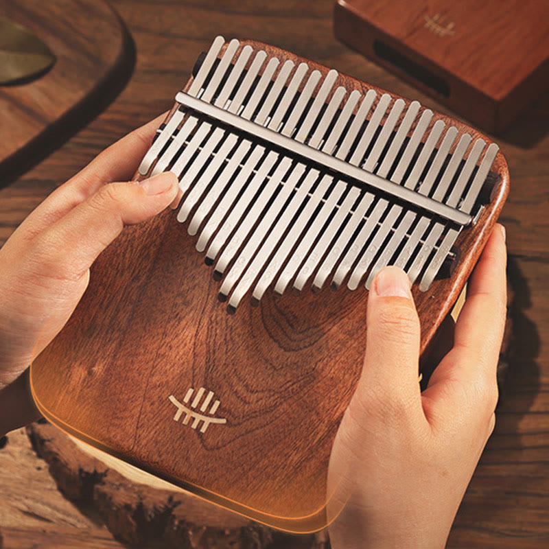 Foviel 21 Keys Kalimba Thumb Piano Yellow Sandalwood Retro Portable Finger Piano