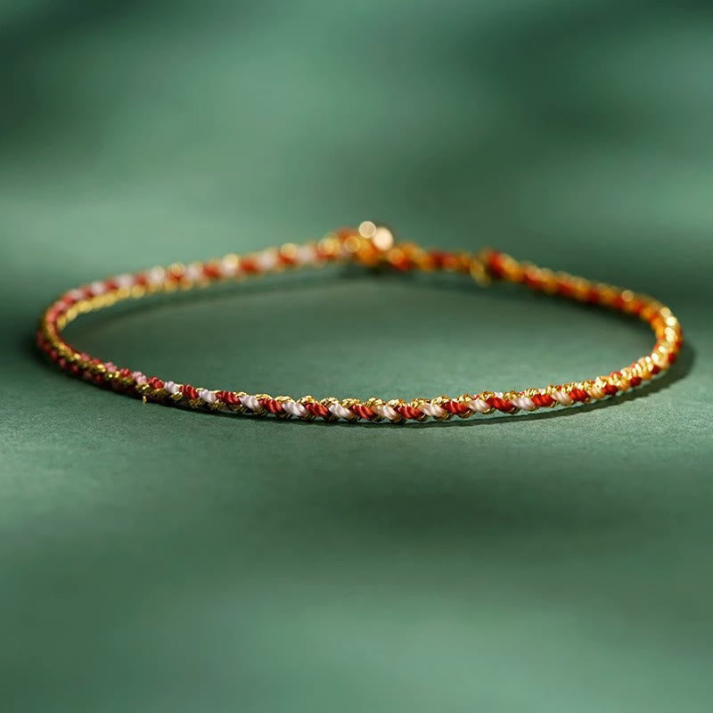 FREE Today: Luck Strength Colorful Rope Coin Bead Extra Thin Braided Bracelet - Red - Bare Rope - 20cm - image 9