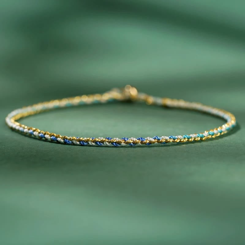 FREE Today: Luck Strength Colorful Rope Coin Bead Extra Thin Braided Bracelet - Blue - Bare Rope - 20cm - image 16