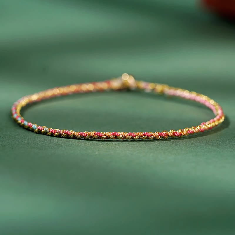 FREE Today: Luck Strength Colorful Rope Coin Bead Extra Thin Braided Bracelet - Pink - Bare Rope - 20cm - image 18