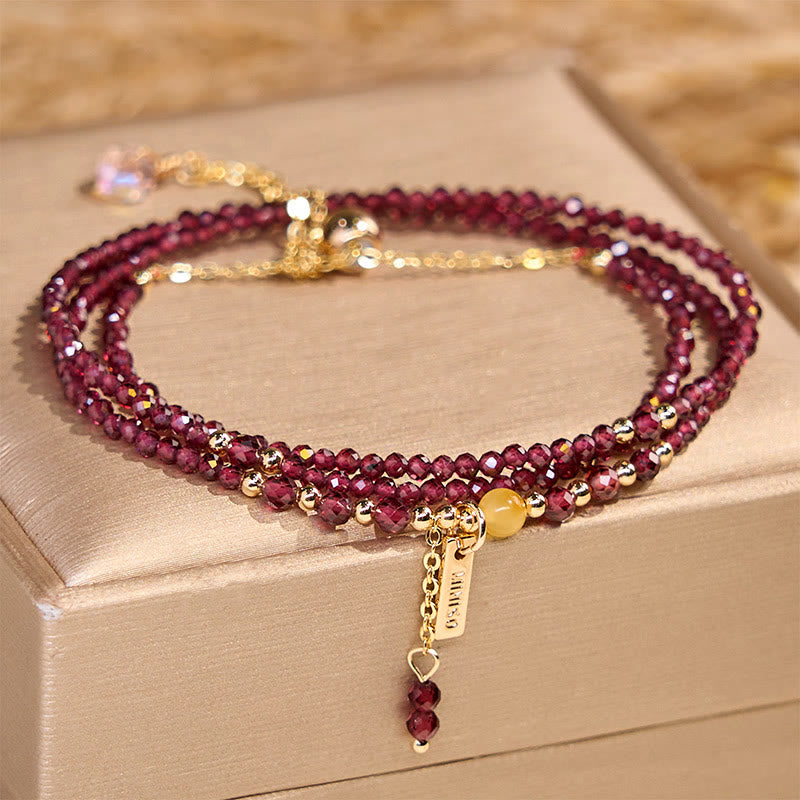 Buddha Stones Small Natural Garnet Passion Triple Wrap Bracelet - image 0