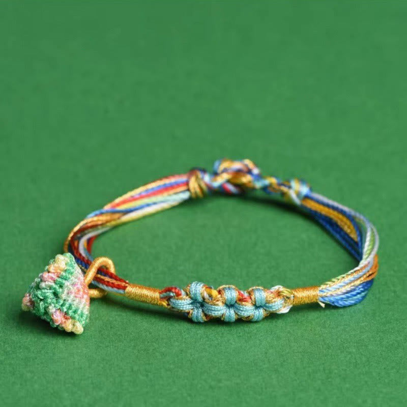 Foviel Colorful Rope Peach Blossom Knot Zongzi Braided Bracelet
