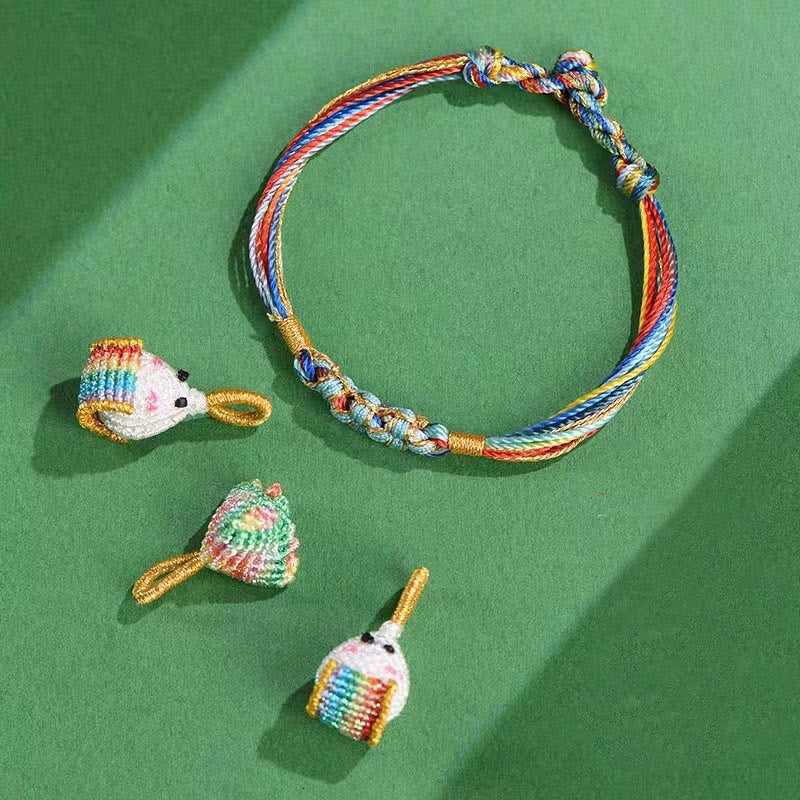 Foviel Colorful Rope Peach Blossom Knot Zongzi Braided Bracelet
