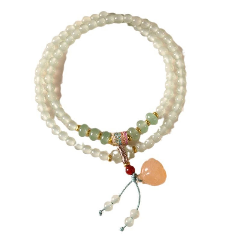 Foviel Multiple Circles Natural Aventurine Glass Lotus Pods Lucky Bamboo Positivity Bracelet