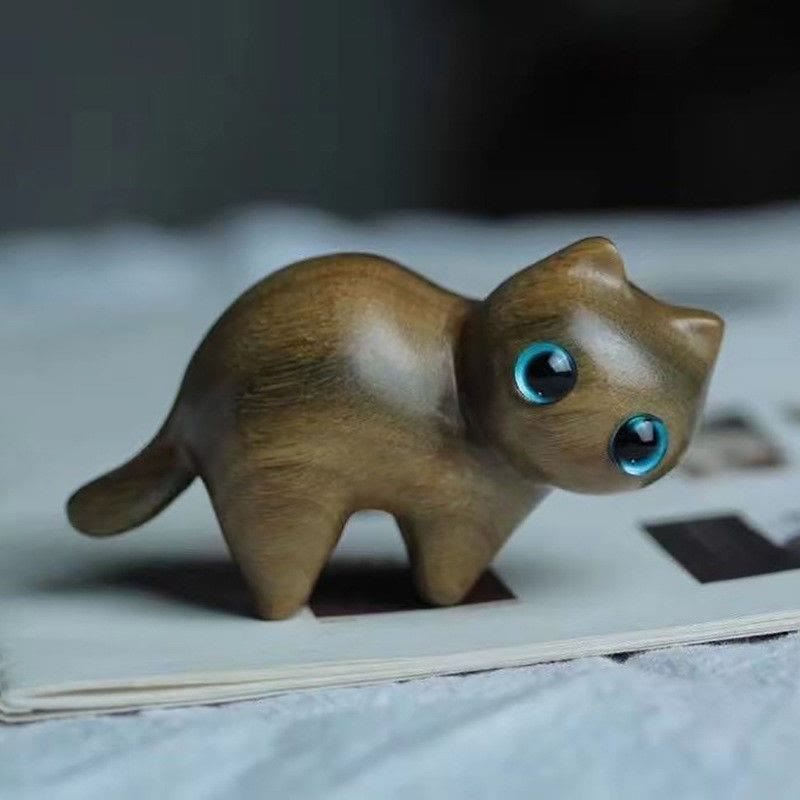 Décoration de bureau apaisante Foviel, petit chat mignon qui s'étire, sculpté