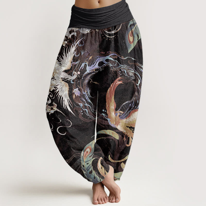 Buddha Stones Pure Cotton Phoenix Flower Pattern Women's Elastic Waist Harem Pants - Brown - US22,UK/AU26,EU54 (6XL) - image 8
