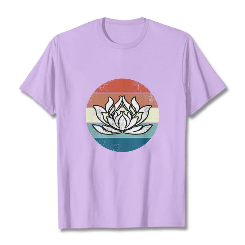 T-shirt Foviel Blooming Lotus à rayures colorées en coton