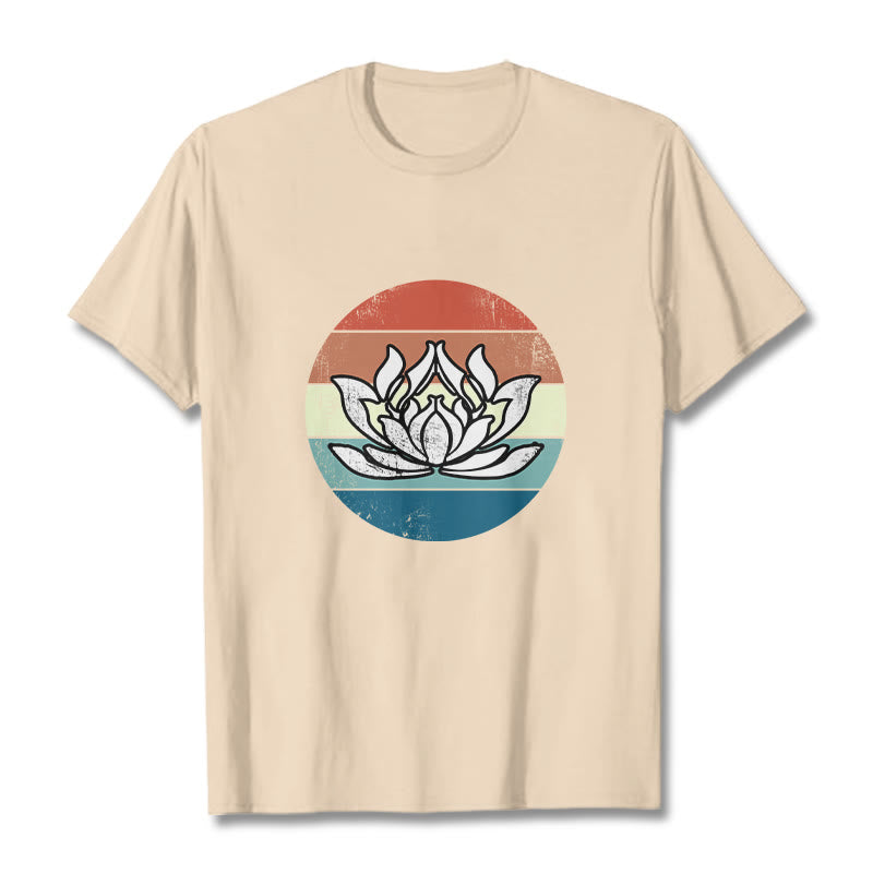 T-shirt Foviel Blooming Lotus à rayures colorées en coton