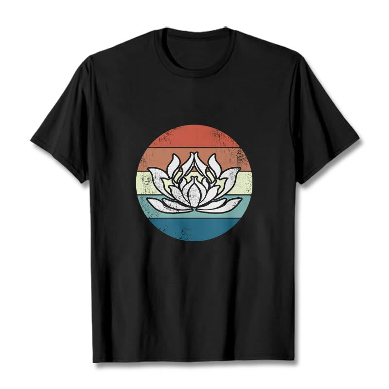 T-shirt Foviel Blooming Lotus à rayures colorées en coton