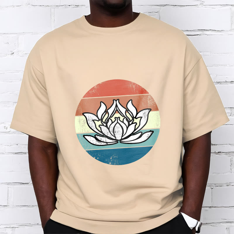 T-shirt Foviel Blooming Lotus à rayures colorées en coton