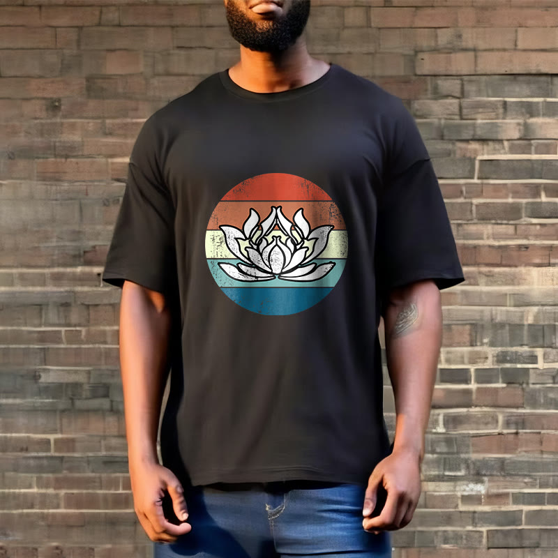 T-shirt Foviel Blooming Lotus à rayures colorées en coton