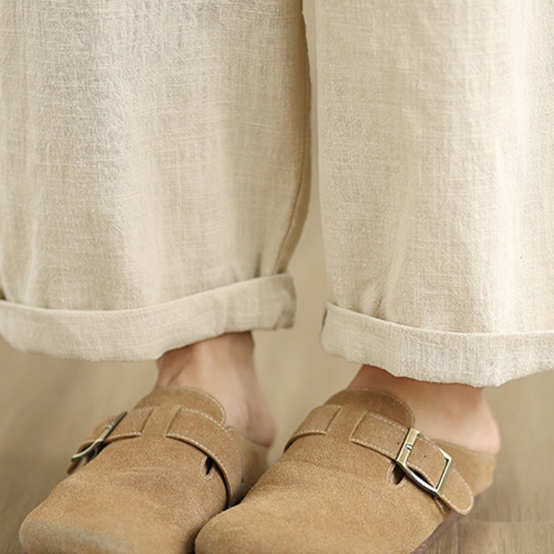 Buddha Stones Casual Daily Plain Simple Design Women's Cotton Linen Harem Pants With Pockets - image 10