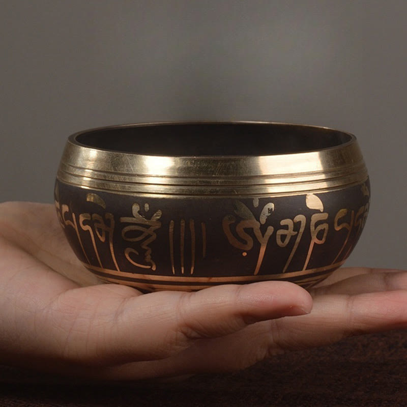 Foviel Handgefertigte Singbowl Buddha Augen Schriftmuster für spirituell und Meditation Klangschale Set