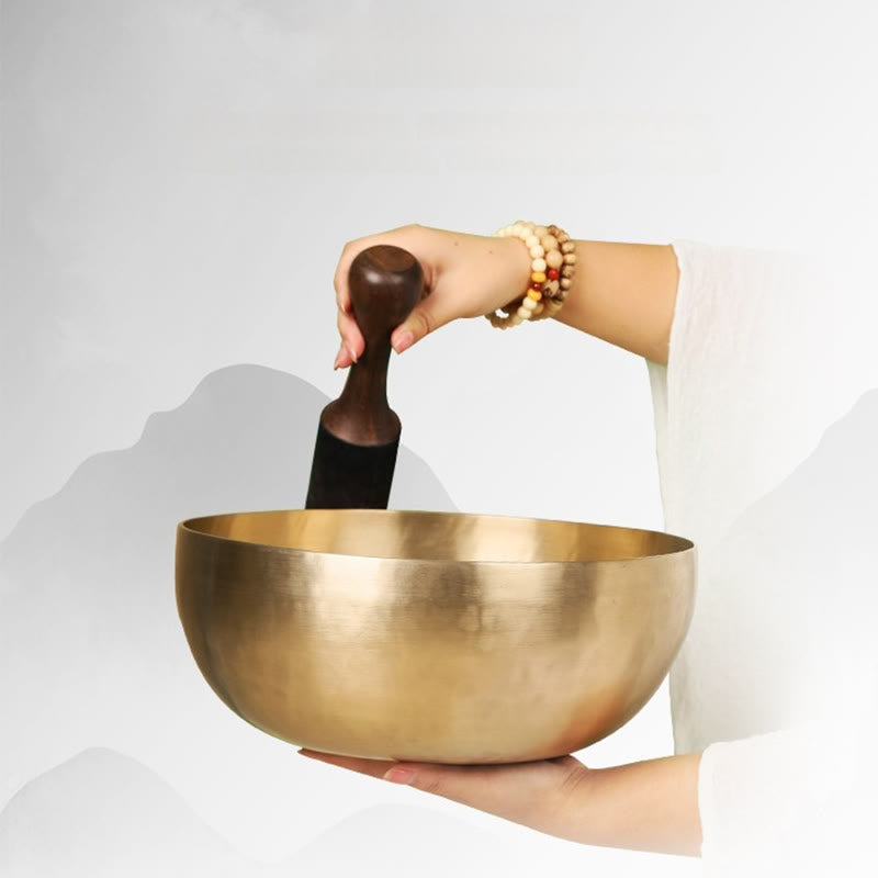 Bol chantant tibétain doré fait main Foviel Nepal, ensemble de bol sonore pour la guérison et la méditation