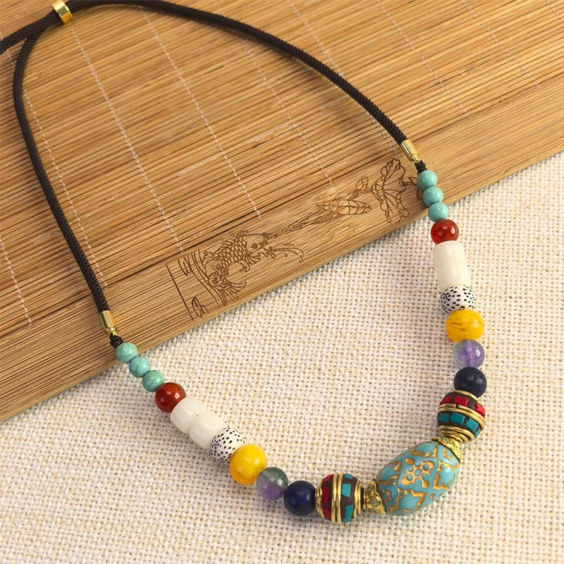 Foviel Tibetan Handmade Turquoise Beads Balance Necklace Pendant