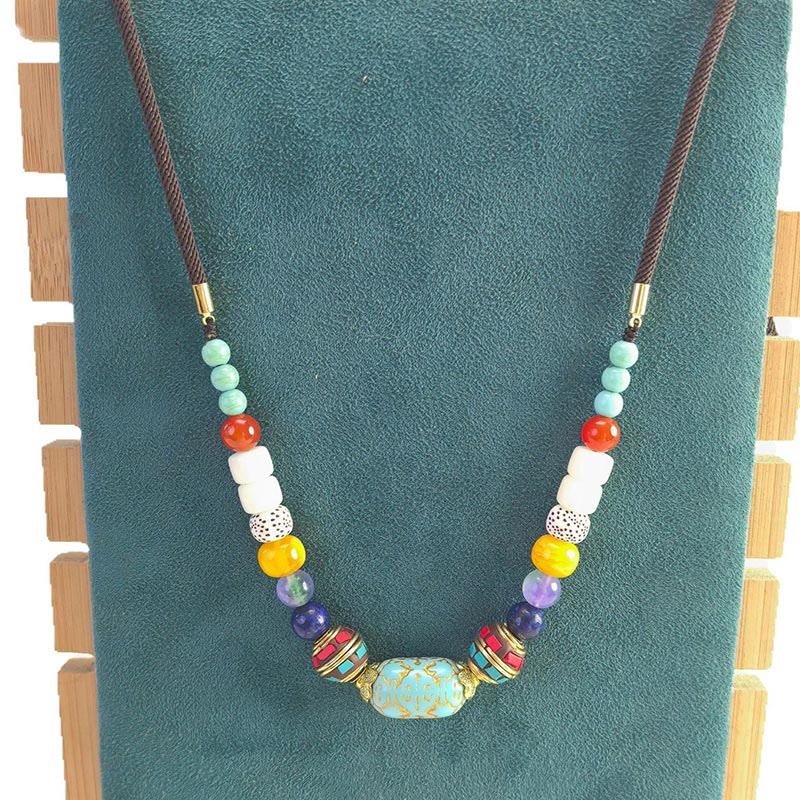 Foviel Tibetan Handmade Turquoise Beads Balance Necklace Pendant