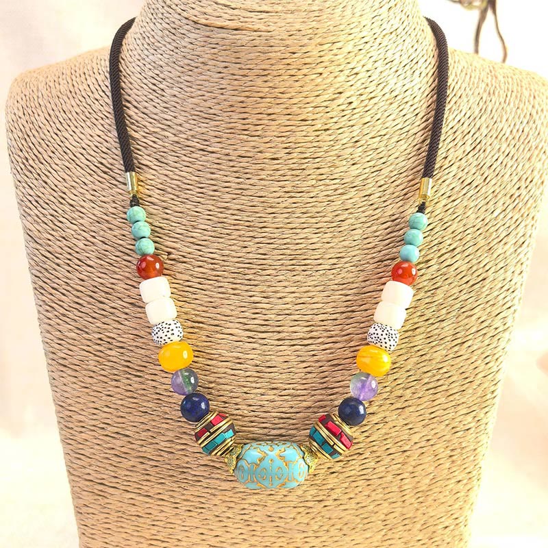 Foviel Tibetan Handmade Turquoise Beads Balance Necklace Pendant