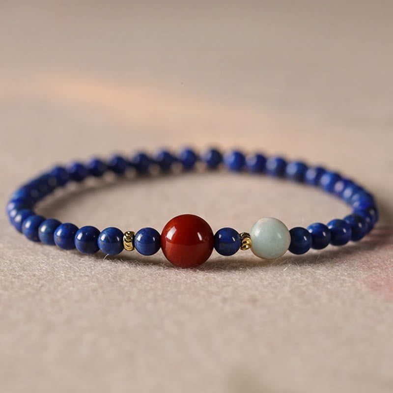 Buddha Stones Small Lazurite Agate Ultra-thin Beads Positive Bracelet - image 0