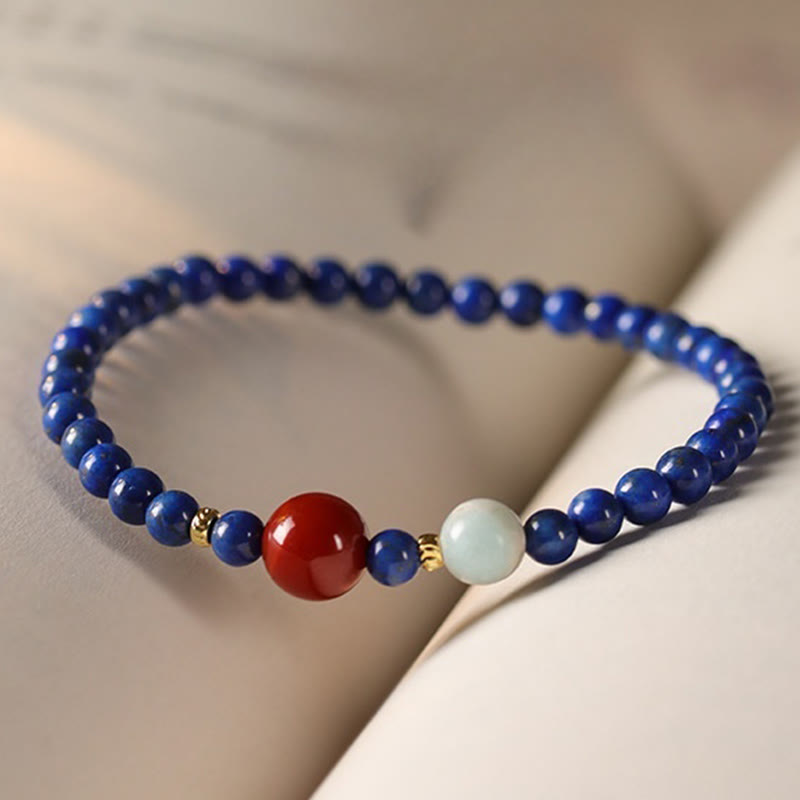 Buddha Stones Small Lazurite Agate Ultra-thin Beads Positive Bracelet - image 3