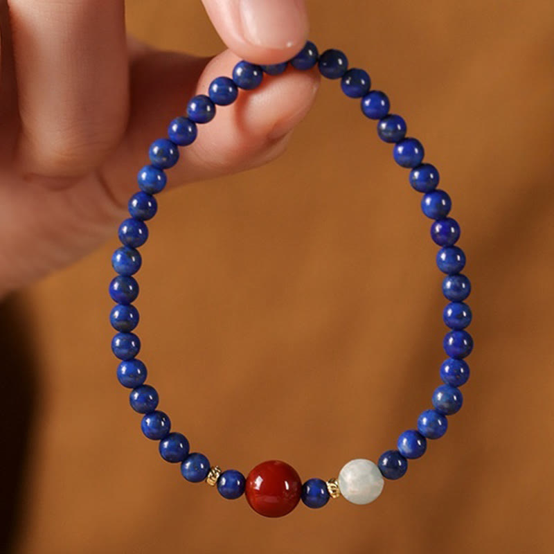 Buddha Stones Small Lazurite Agate Ultra-thin Beads Positive Bracelet - image 6