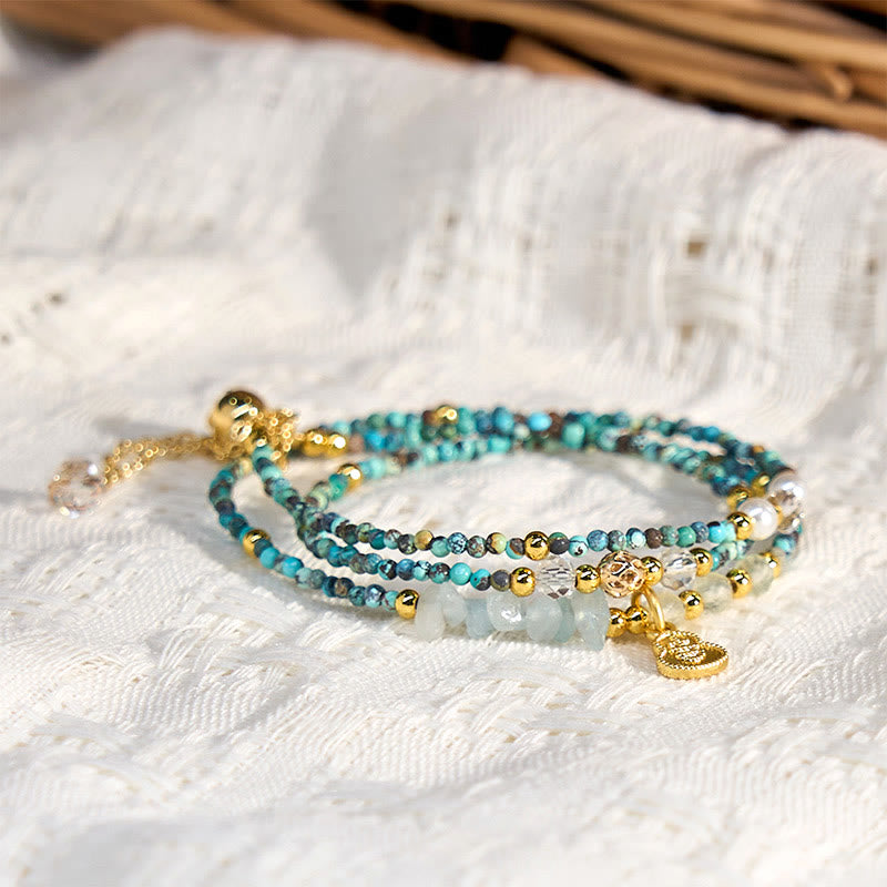 Foviel Turquoise Beaded Strength Triple Wrap Bracelet