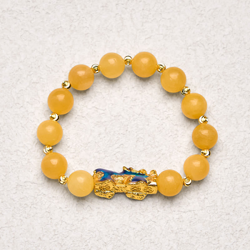 Foviel Natural Topaz Color Change PiXiu Wealth Bracelet
