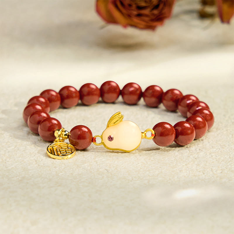Foviel Cinnabar Rabbit Bunny Fu Character Blessing Bracelet