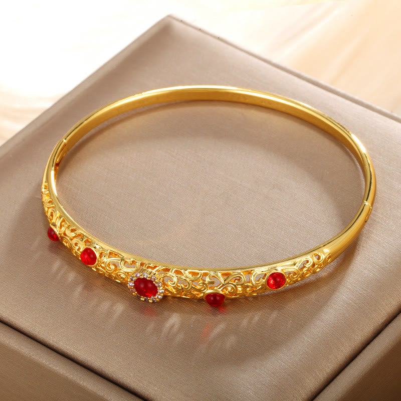 Bracelet jonc Foviel Vine Design en alliage et zircone porte-bonheur