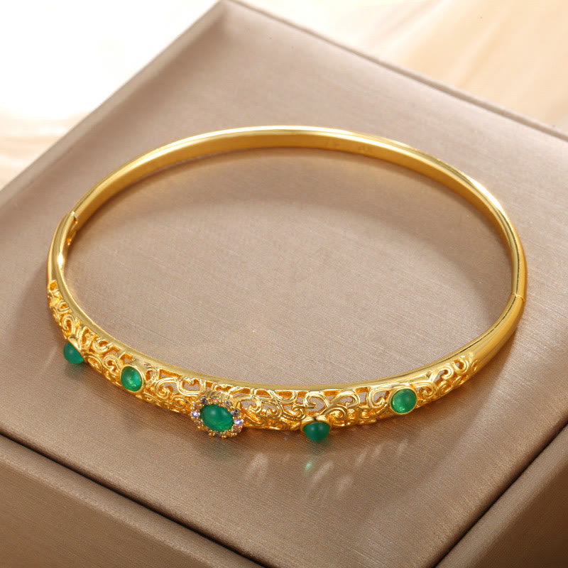 Bracelet jonc Foviel Vine Design en alliage et zircone porte-bonheur