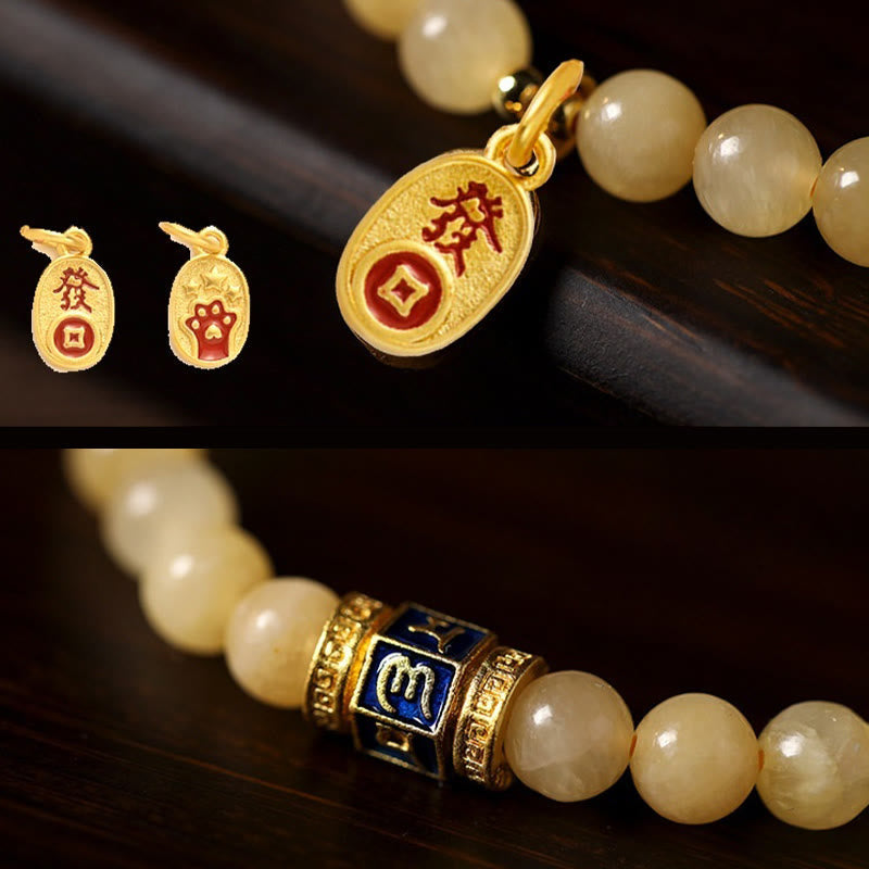 Foviel Topaz Perlen Om Mani Padme Hum Fortune Armband