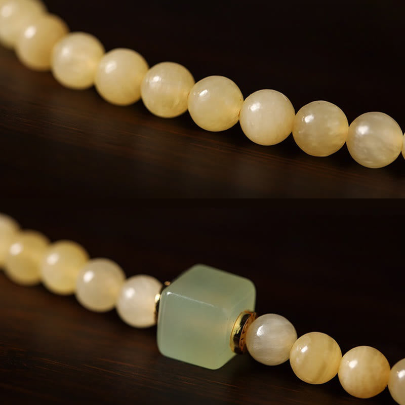 Foviel Topaz Perlen Jade Cube Doppelkreis Reichtum Armband
