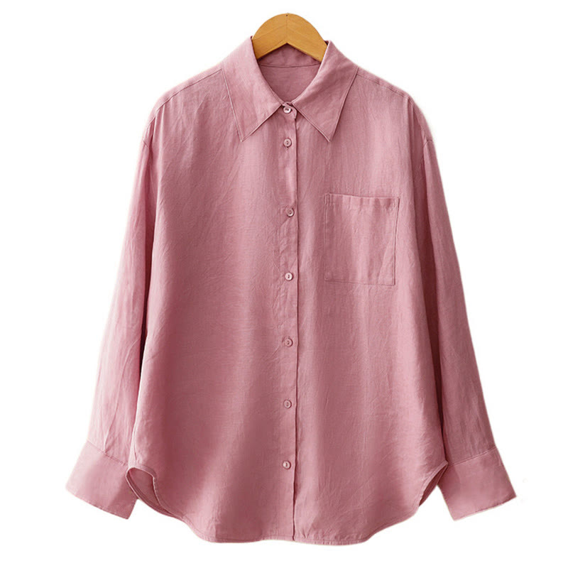 Foviel Sommer 2-teilig Einfarbig Lange Ärmel Hemd Top Shorts Meditation Kleidung Damen-Set mit Taschen
