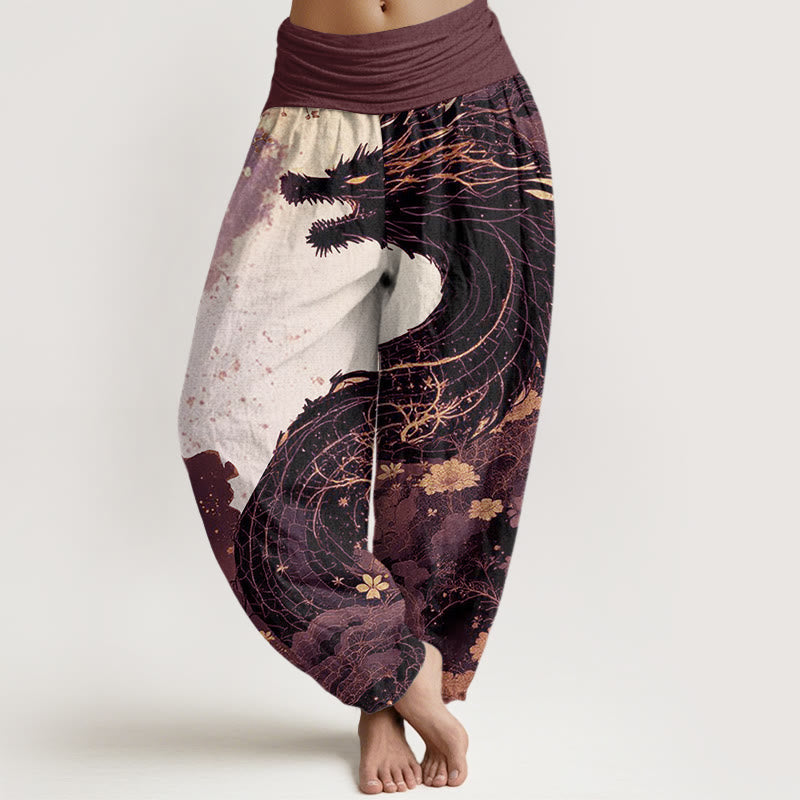 Buddha Stones Casual Dragon Ancient Tree Pattern Women's Elastic Waist Harem Pants - RosyBrown - US22,UK/AU26,EU54 (6XL) - image 5